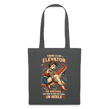 Pin-Up Tattoo: No Elevator To Success - Stoffbeutel - Graphite - Vorne