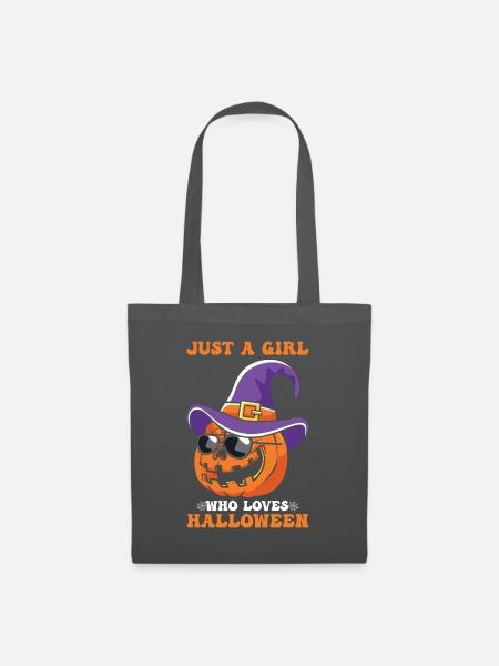 Just a Girl who loves Halloween - Stoffbeutel - Graphite