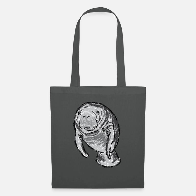 Design mit Seekuh / Artwork with a Manatee - Stoffbeutel - Graphite