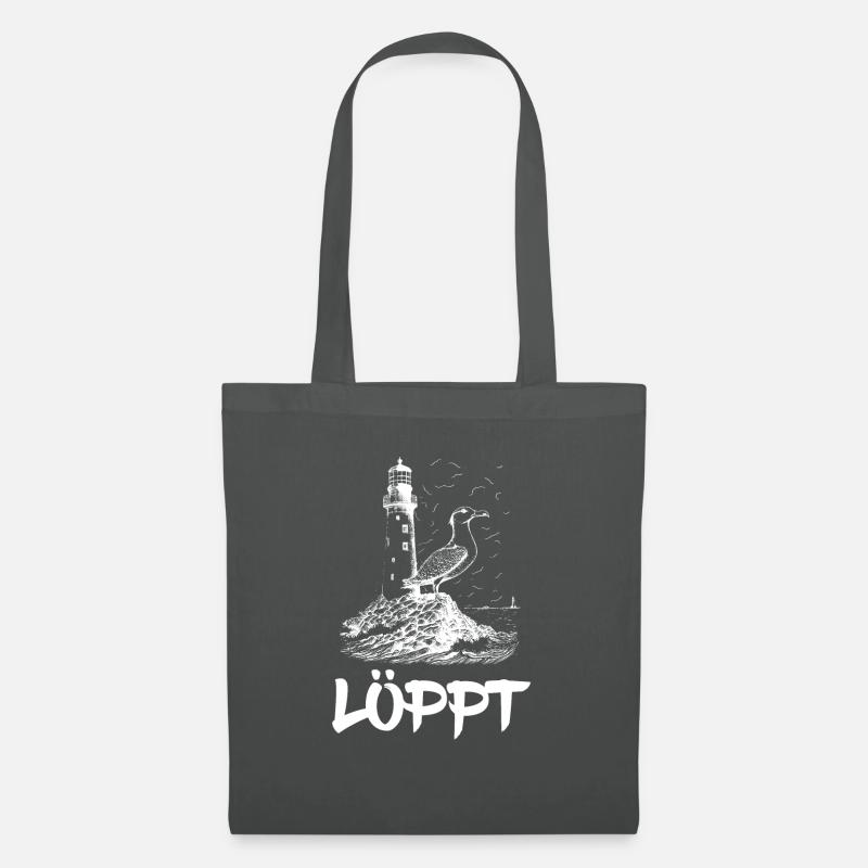 Löppt Möwe Leuchtturm Nordsee - Stoffbeutel - Graphite