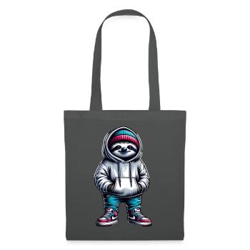 Cooler Faultier Mit Hoodie Und Sneakern - Stoffbeutel - Graphite - Vorne