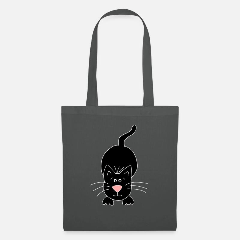 schwarze Katze - Stoffbeutel - Graphite