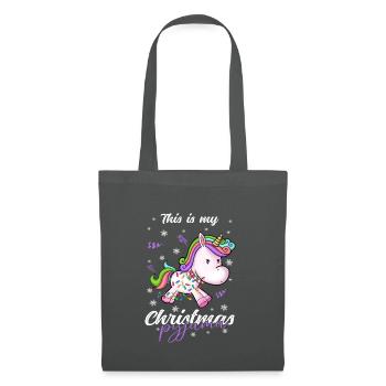 Einhorn Pyjama Weihnachten Schlafen - Stoffbeutel - Graphite - Vorne