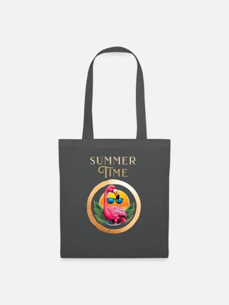 Summer Time Flamingo mit Sonnenbrille - Stoffbeutel - Graphite