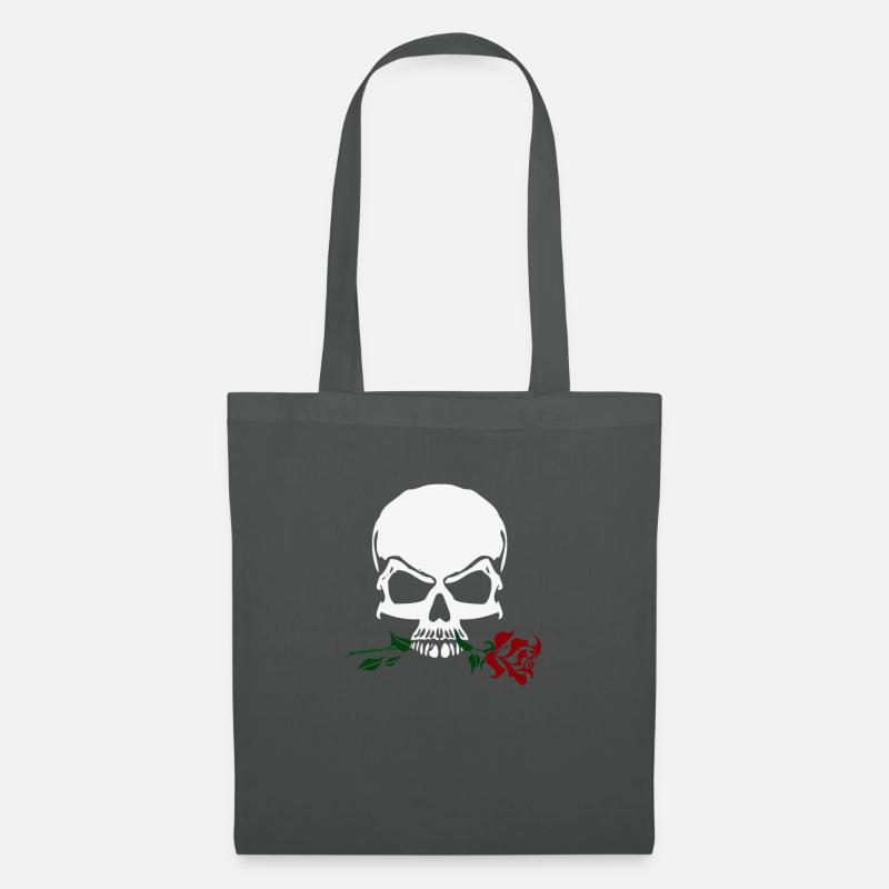 Rose und Schädel - Stoffbeutel - Graphite