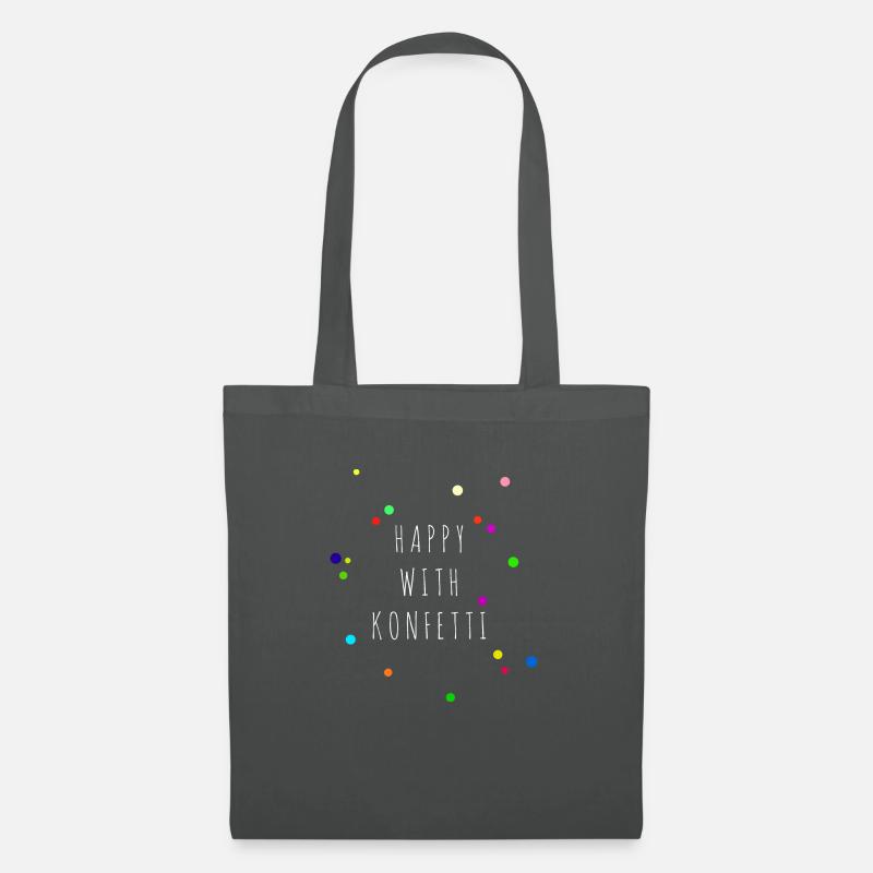 HAPPY WITH KONFETTI, Geschenkidee - Stoffbeutel - Graphite