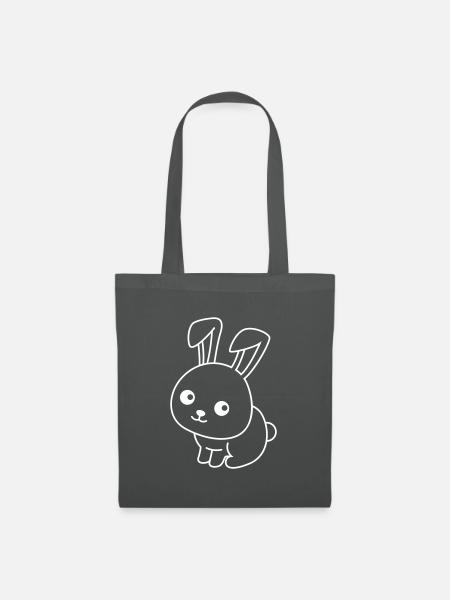 Hase Comic Tier - Stoffbeutel - Graphite