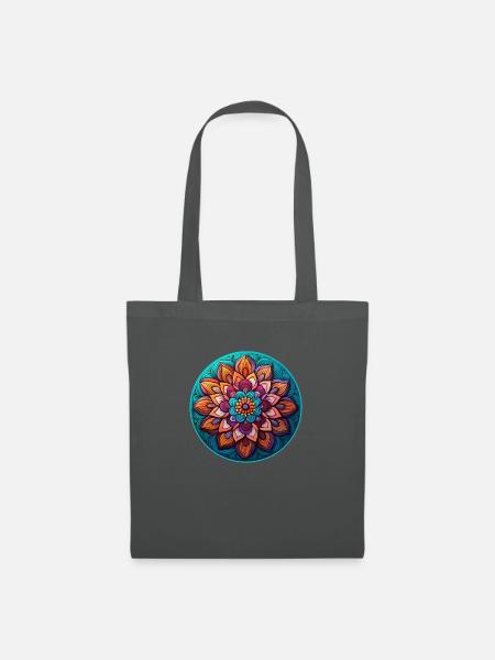 Mandala Blüte Entspannung - Stoffbeutel - Graphite