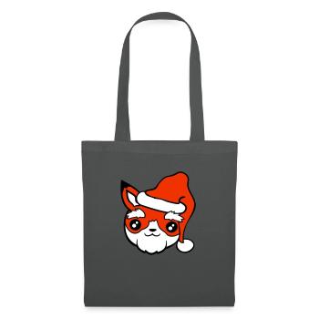 Fuchs Weihnachtsmann Weihnachten Mütze Nikolaus - Stoffbeutel - Graphite - Vorne