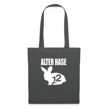 12. Geburtstag Alter Hase - Stoffbeutel - Graphite - Vorne