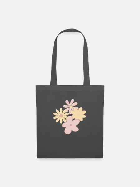 Gezeichnete Blumen - Stoffbeutel - Graphite
