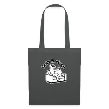 Chien sur un canapé - « Enfin le week-end ! » Concevoir - Sac en tissu - gris graphite - Devant