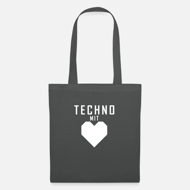 Techno mit Herz weiß - Stoffbeutel - Graphite