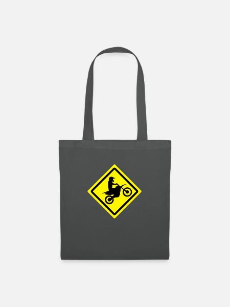 motocross roadsign - Stoffbeutel - Graphite