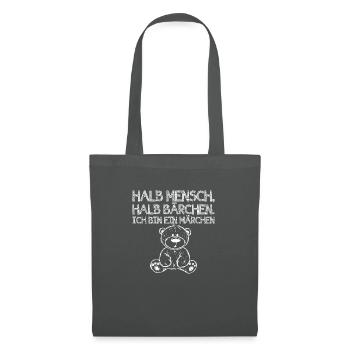 Märchen Shirt · Halb Bärchen · Süß Geschenk - Stoffbeutel - Graphite - Vorne