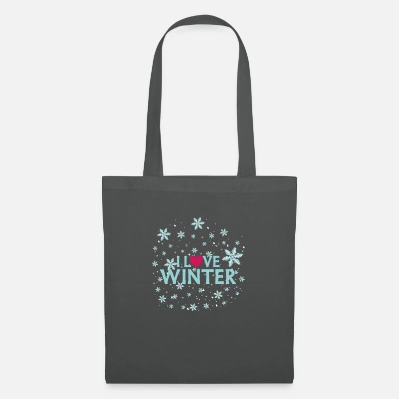 I LOVE WINTER Schneesterne - Stoffbeutel - Graphite