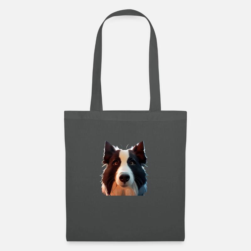 Border Collie Hund - Border Collie - Stoffbeutel - Graphite