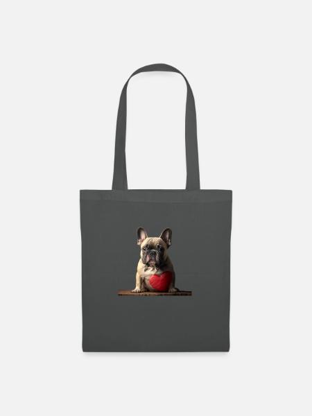 Französische Bulldogge Valentins Tag - Stoffbeutel - Graphite