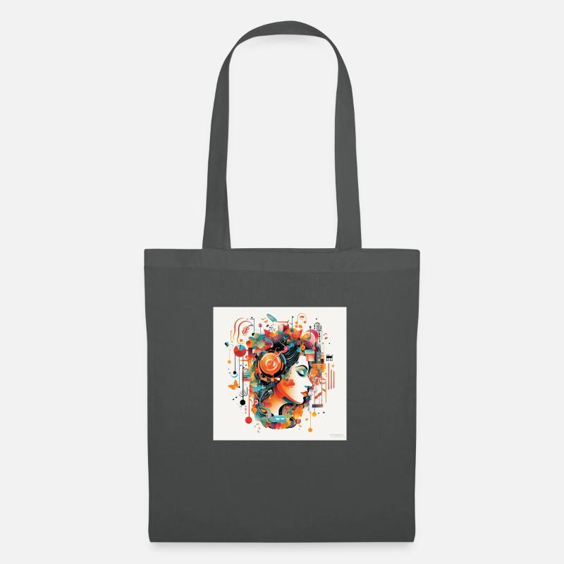 Retro Rhythms: Eine Ode an die Musik - Stoffbeutel - Graphite