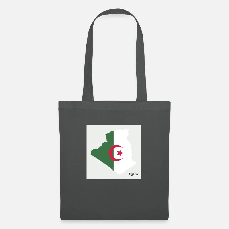 Algerien Flagge, Map - Stoffbeutel - Graphite