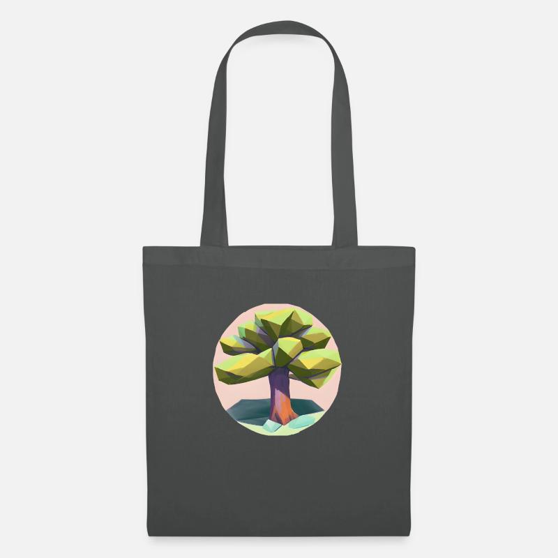 Low Poly - « Beauté singulière de l’arbre Low-Poly » - Sac en tissu - gris graphite