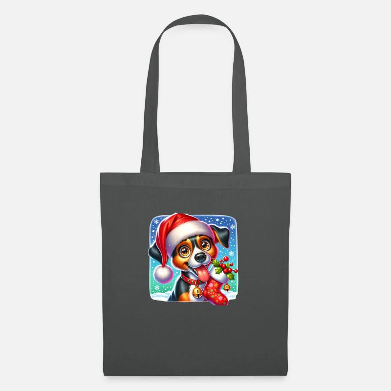Weihnachtshund - Stoffbeutel - Graphite