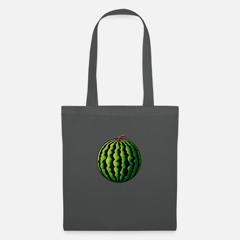 Bestickte Wassermelone - Stoffbeutel - Graphite