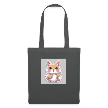 Autocollant animal joyeux kawaii - Sac en tissu - gris graphite - Devant