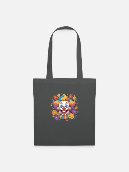 Fröhlicher Clown mit Blumen - Stoffbeutel - Graphite