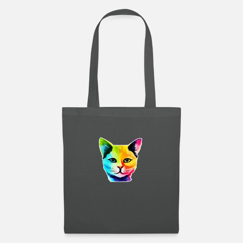Rainbow Cat Face - Tote Bag - graphite grey