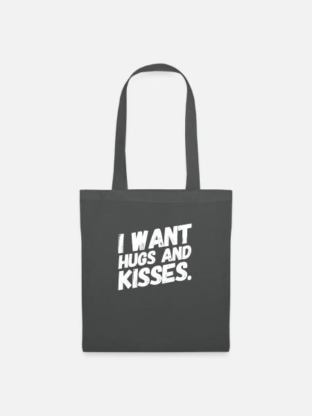 I WANT HUGS AND KISSES. Süßes & Cooles Design. NEU - Stoffbeutel - Graphite