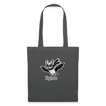 Fliegende Fledermaus mit Brille und Schal - Explore Design - Stoffbeutel - Graphite - Vorne