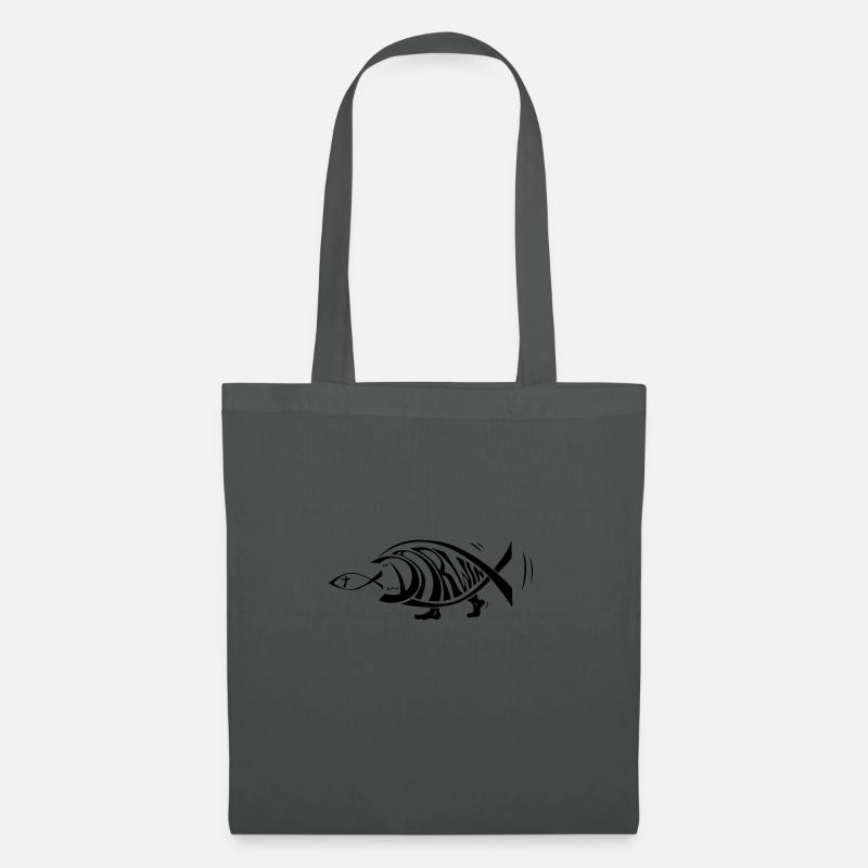 Darwin poisson mangeant des poissons de Jésus évolution drôle - Sac en tissu - gris graphite