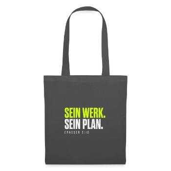 Sein Werk. Sein Plan. – Epheser 2,10 - Stoffbeutel - Graphite - Vorne