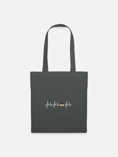 Herzschlag Biene Imker Shirt Honig Händler Geschenk - Stoffbeutel - Graphite
