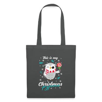 Eule Pyjama Weihnachten Schlafen - Stoffbeutel - Graphite - Vorne