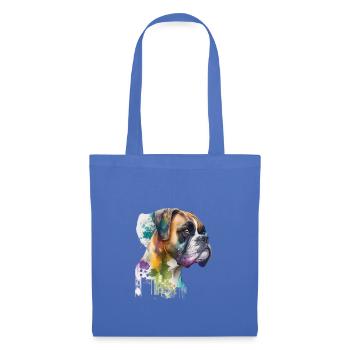 Deutscher Boxer Hund Wasserfarbe Design - Stoffbeutel - Hellblau - Vorne