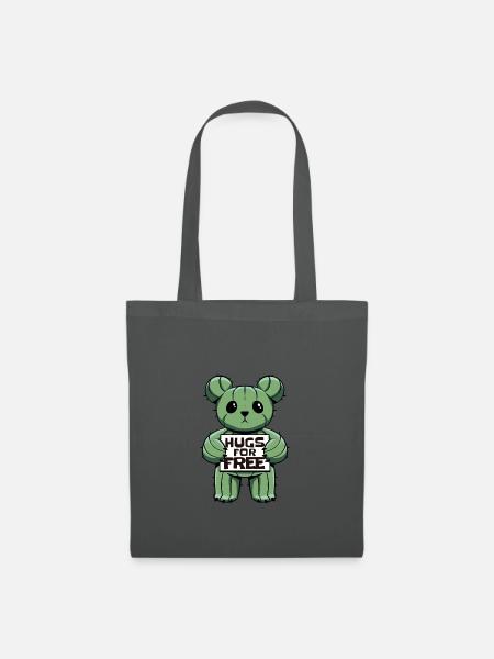 Cactus Hug Bear - Stoffbeutel - Graphite
