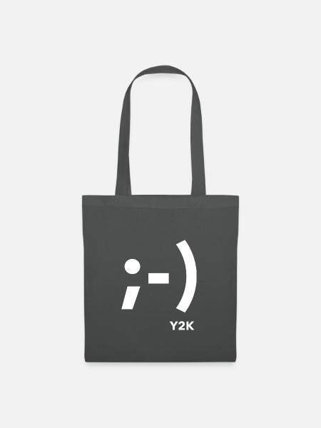 Zwinkerndes Lächeln Y2K weiß - Stoffbeutel - Graphite