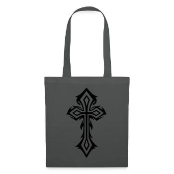 Cross, Crucifix, with thorns, gothic style. - Tote Bag - graphite grey - Front