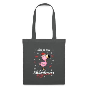 Flamingo Pyjama Weihnachten Schlafen - Stoffbeutel - Graphite - Vorne