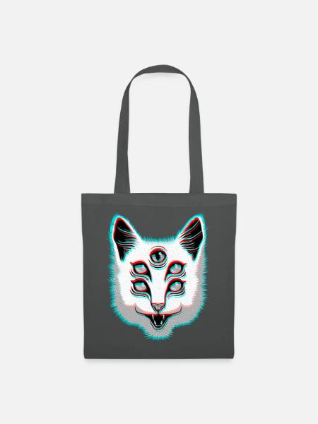 Glitch Cat - Stoffbeutel - Graphite