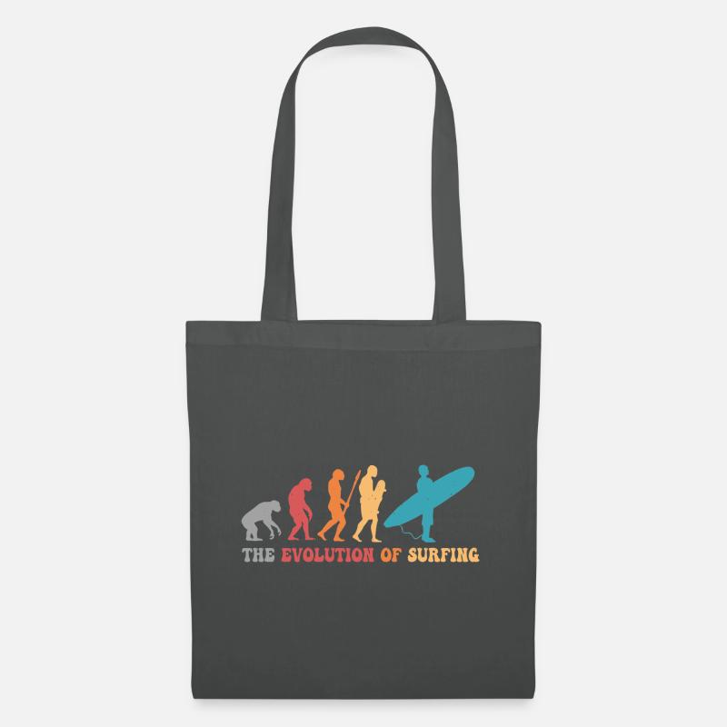 Surf-Evolution des Surfens Surfer-Humor - Stoffbeutel - Graphite