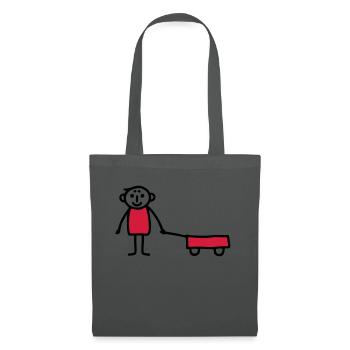 Junge mit Bollerwagen - V2 - Stoffbeutel - Graphite - Vorne