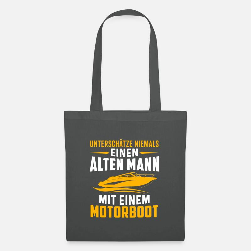 Alten mann mit einem motorboot - Stoffbeutel - Graphite