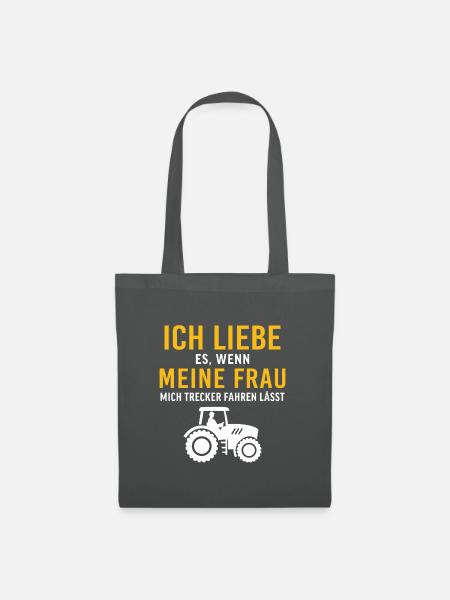 meine Frau mich Trecker fahren lässt - Stoffbeutel - Graphite