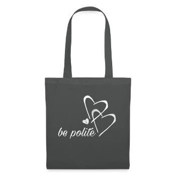 "be polite" Design print with hearts - Tote Bag - graphite grey - Front