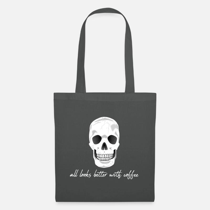 Kaffee Koffein Totenkopf - Stoffbeutel - Graphite