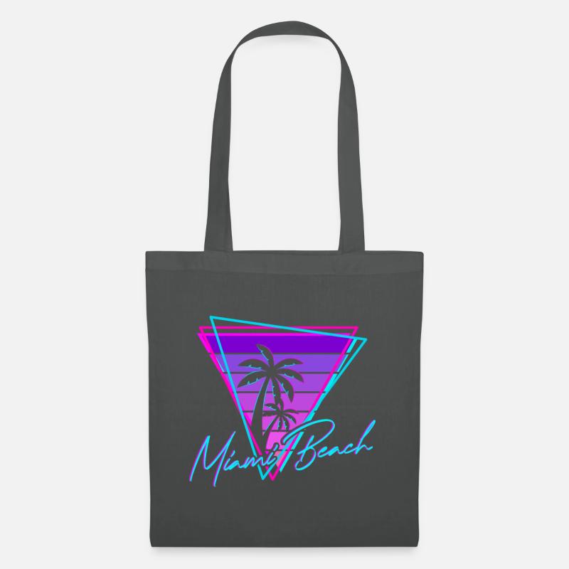 Retro Miami Beach Vintage 80s Beach Geschenk - Stoffbeutel - Graphite