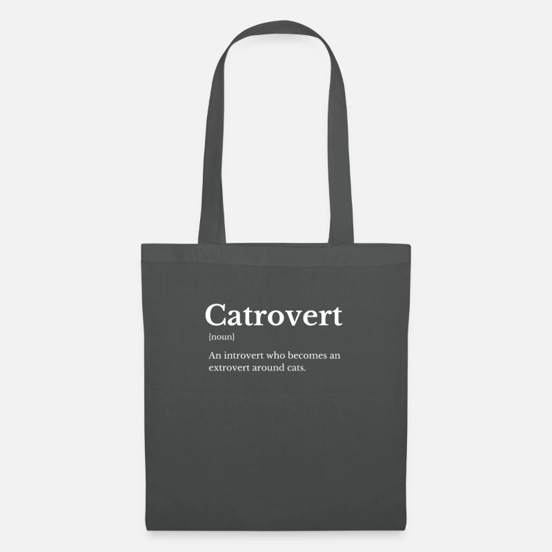 Catrovert: Extrovert Around Cats - Tote Bag - graphite grey